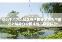 华为手机怎么解除安全模式（华为手机怎么解除安全模式看不良软件）