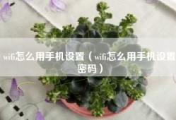 wifi怎么用手机设置（wifi怎么用手机设置密码）