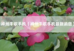 神州牛歌手机（神州牛歌手机最新消息）