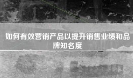 如何有效营销产品以提升销售业绩和品牌知名度