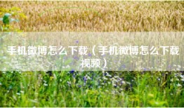 手机微博怎么下载（手机微博怎么下载视频）