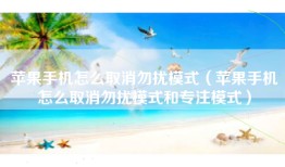 苹果手机怎么取消勿扰模式（苹果手机怎么取消勿扰模式和专注模式）