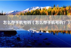 怎么存手机号码（怎么存手机号码？）
