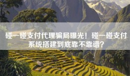 碰一碰支付代理骗局曝光！碰一碰支付系统搭建到底靠不靠谱？