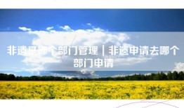 非遗是哪个部门管理｜非遗申请去哪个部门申请