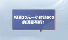 投资20元一小时赚500的项目有吗？这5个赚钱项目值得一看！