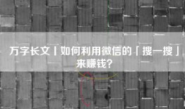 万字长文丨如何利用微信的「搜一搜」来赚钱？