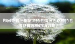 如何查看期货资金持仓情况？这些持仓信息有哪些市场影响？
