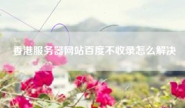 香港服务器网站百度不收录怎么解决