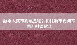 数字人民币到底是啥？和比特币有何不同？别误读了