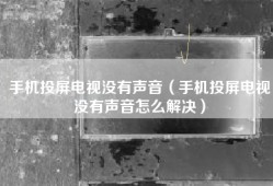 手机投屏电视没有声音（手机投屏电视没有声音怎么解决）