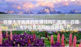 百度大字版真的能赚钱吗？亲测：百度大字版靠谱吗能提现吗