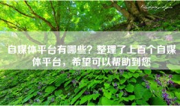 自媒体平台有哪些？整理了上百个自媒体平台，希望可以帮助到您