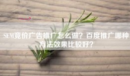 SEM竞价广告推广怎么做？百度推广哪种方法效果比较好？