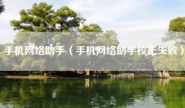手机网络助手（手机网络助手校正失败）