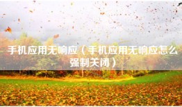 手机应用无响应（手机应用无响应怎么强制关闭）