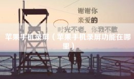 苹果手机录屏（苹果手机录屏功能在哪里）