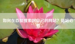 如何在百度搜索到自己的网站？新站必看