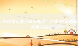自媒体运营方案有哪些？分享8种策略方案给大家