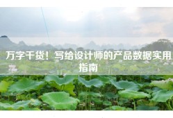 万字干货！写给设计师的产品数据实用指南