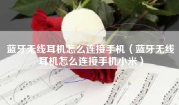 蓝牙无线耳机怎么连接手机（蓝牙无线耳机怎么连接手机小米）