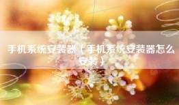 手机系统安装器（手机系统安装器怎么安装）