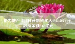 格力地产4月1日获融资买入1982.30万元，融资余额5.68亿元