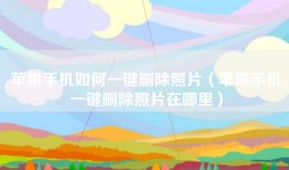 苹果手机如何一键删除照片（苹果手机一键删除照片在哪里）