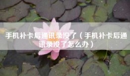 手机补卡后通讯录没了（手机补卡后通讯录没了怎么办）