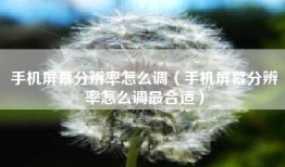 手机屏幕分辨率怎么调（手机屏幕分辨率怎么调最合适）