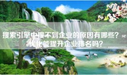 搜索引擎中搜不到企业的原因有哪些？seo优化能提升企业排名吗？