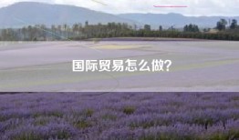 国际贸易怎么做？