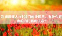 利润很吓人10个冷门创业项目、有什么好点的冷门暴利生意？