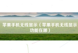 苹果手机无线显示（苹果手机无线显示功能在哪）