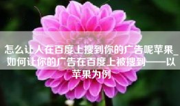 怎么让人在百度上搜到你的广告呢苹果_如何让你的广告在百度上被搜到——以苹果为例