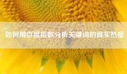 如何用百度指数分析关键词的真实热度