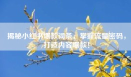 揭秘小红书爆款词条，掌握流量密码，打造内容爆款！