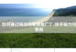 如何通过磁力引擎做推广？-快手磁力引擎商