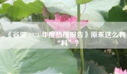 《谷歌 2021 年度热搜报告》原来这么有“料”？