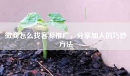 微商怎么找客源推广，分享加人的巧妙方法