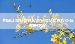 如何让网站快速收录？网站快速收录有哪些技巧？