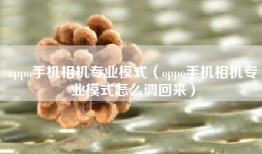 oppo手机相机专业模式（oppo手机相机专业模式怎么调回来）