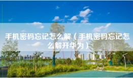 手机密码忘记怎么解（手机密码忘记怎么解开华为）