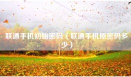 联通手机初始密码（联通手机原密码多少）