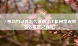 手机网络设置怎么设置（手机网络设置怎么设置只要4g）