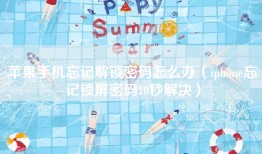 苹果手机忘记解锁密码怎么办（iphone忘记锁屏密码10秒解决）