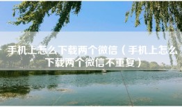 手机上怎么下载两个微信（手机上怎么下载两个微信不重复）