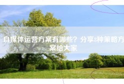 自媒体运营方案有哪些？分享8种策略方案给大家