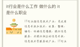 it行业是什么工作 做什么的 it是什么职业