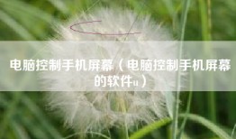 电脑控制手机屏幕（电脑控制手机屏幕的软件u）